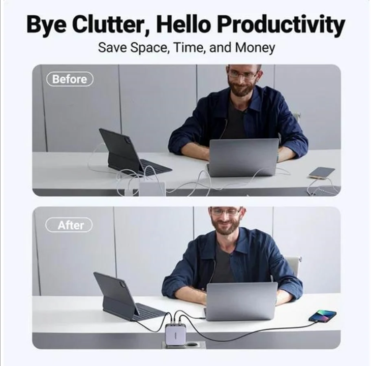 UGREEN Nexode GaN 140W Triple USB Charger - Black