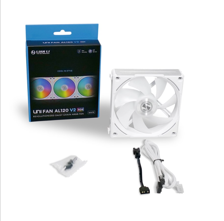 Lian Li UNI FAN AL120 V2 - مروحة هيكل - 120 مم - أبيض مع ضوء RGB - 29 ديسيبل