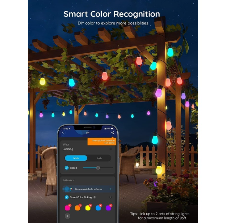 Govee RGBIC Warm White Wi-Fi & Bluetooth Smart Outdoor String Lights