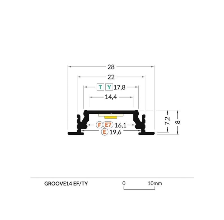 Light Solutions 1 pcAluminum Profile - Model G for Philips Hue and Lifx - White.