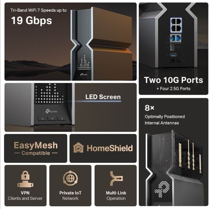 TP-Link ARCHER BE800 BE19000 三频 Wi-Fi 7 路由器