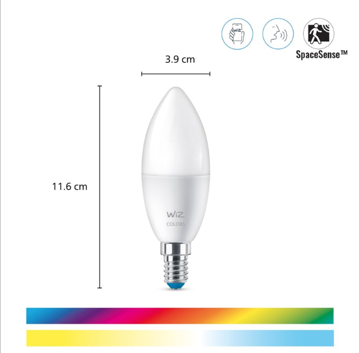 WiZ Crown light 4.9W E14، اللون والأبيض قابل للضبط، واي فاي، 3 عبوات