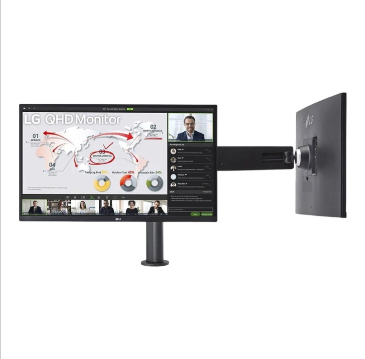27" LG Ergo Dual 27QP88DP-BS - Dual Monitor - 2560x1440 - IPS - HDR10 - USB-C - 5 ms - Screen