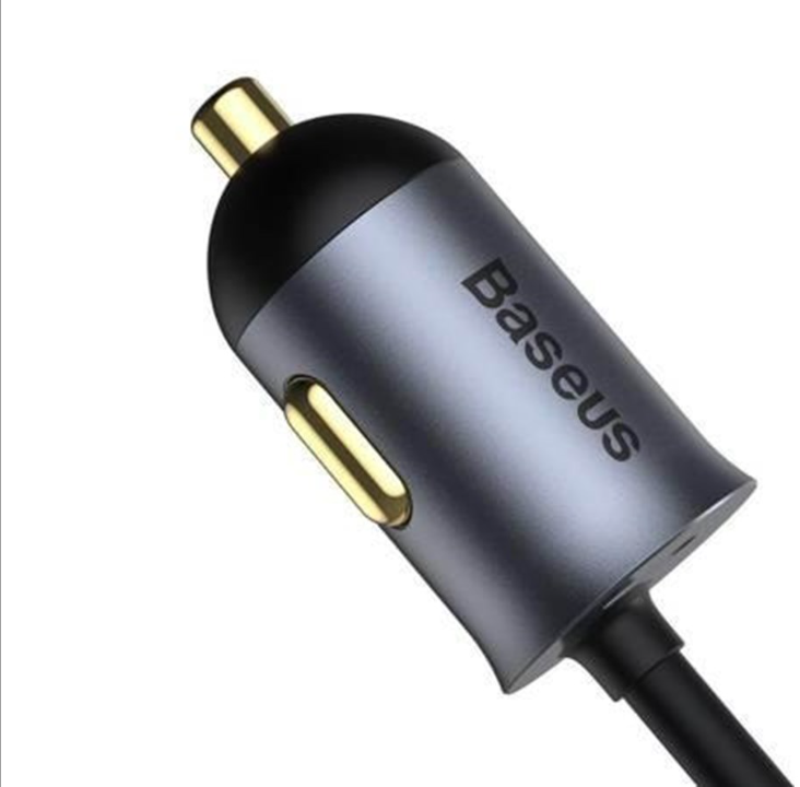 Baseus Car charger Share Together with extension cord 2x USB 2x USB-C 120W (grey)