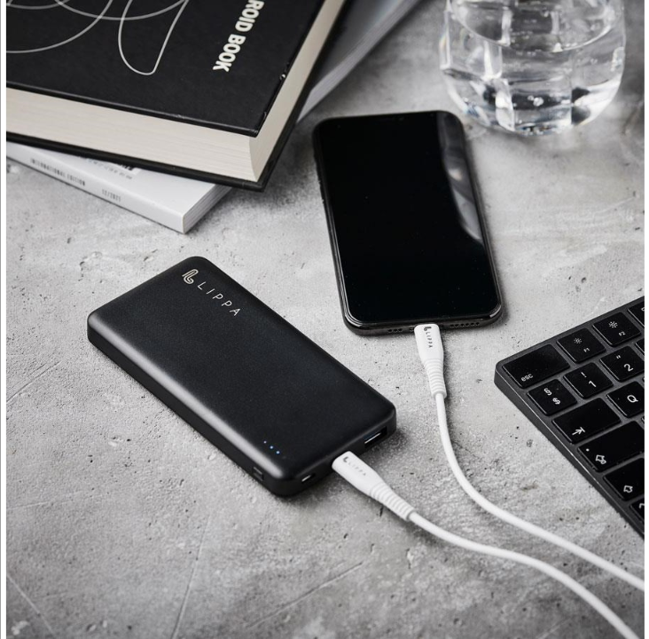 Lippa باور بانك 10.000 مللي أمبير في الساعة 18 وات USB-C PD & QC USB-A Output - Black PowerBank - Svart - 10000 مللي أمبير في الساعة