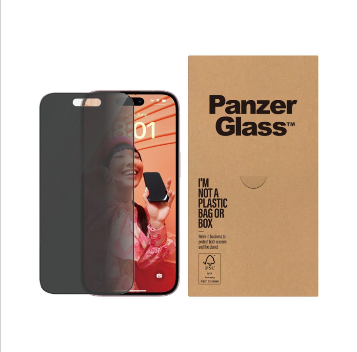 PanzerGlass Privacy - screen protector for mobile phone - ultra-wide fit with EasyAligner