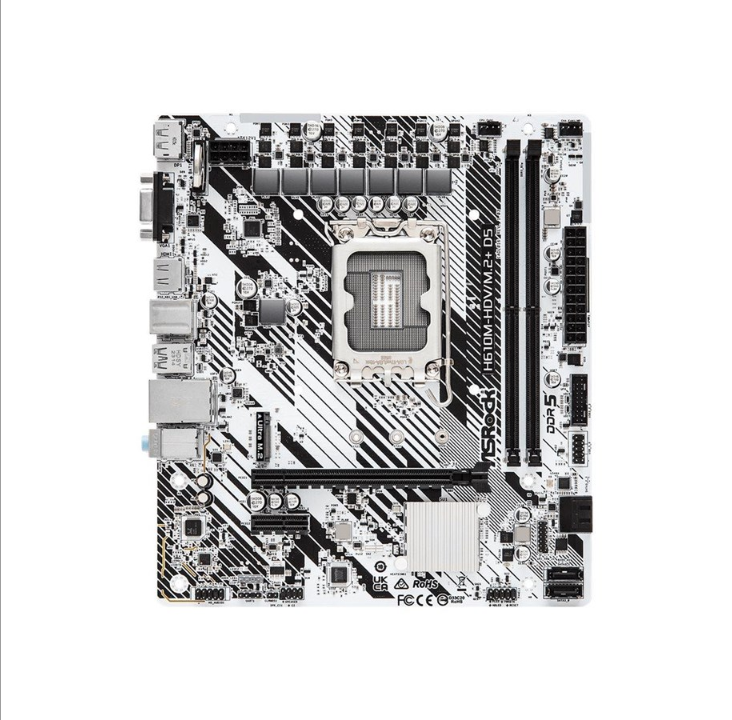 ASRock H610M-HDV/M.2+ D5 - لوحة أم - micro ATX - مقبس LGA1700 - لوحة أم H610 - Intel H610 - مقبس Intel LGA1700 - ذاكرة الوصول العشوائي DDR5 - Micro-ATX