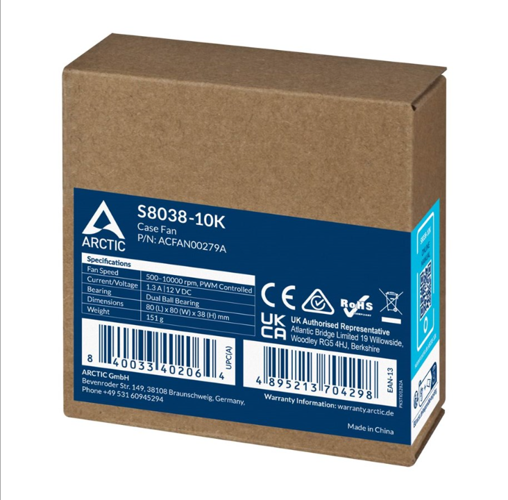 Arctic Server Fan S8038-10K - Chassis fan - 80mm - Black