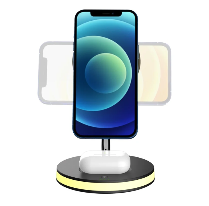 Deltaco 3-in-1 magnetic wireless charger black