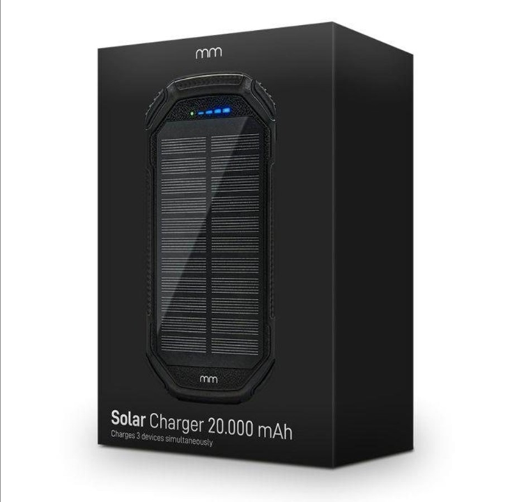 Mikamax QI Solar PowerBank - Svart - 20000 mAh