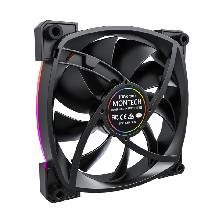 Montech RX140 PWM BK - Reverse - Chassis fan - 140mm - Black with RGB LED - 28 dBA