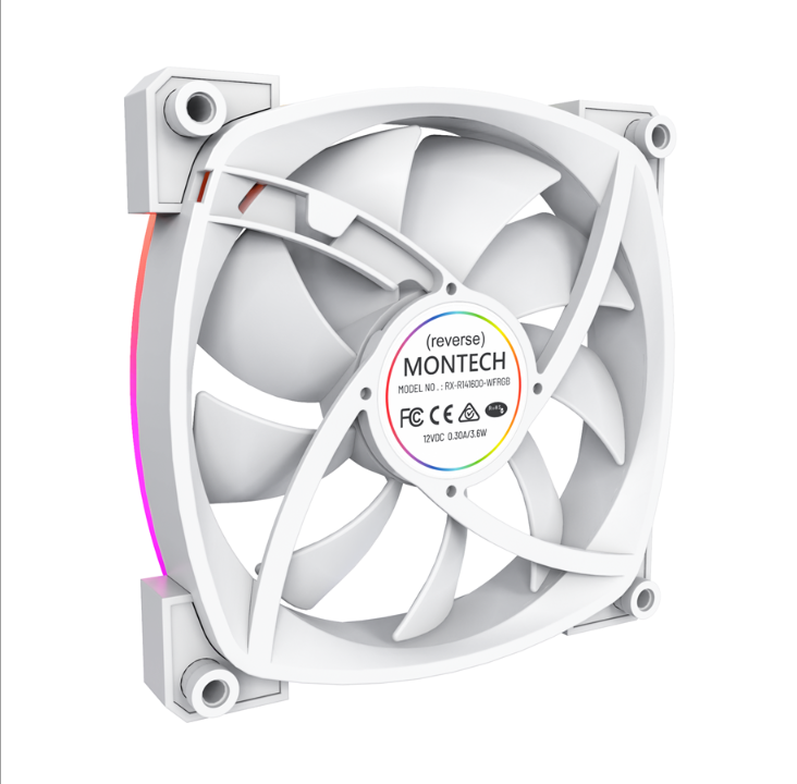 Montech RX140 PWM WH - Reverse - Chassis fan - 140mm - White with RGB light - 28 dBA