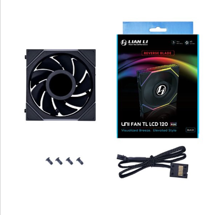 Lian Li UNI FAN TL LCD 120 Reverse Blade - Chassis fan - 120mm - Black with RGB LED - 31 dBA