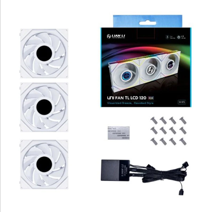 Lian Li UNI FAN TL LCD 120 Reverse Blade (3-pack) - Chassis fan - 120mm - White with RGB light - 31 dBA