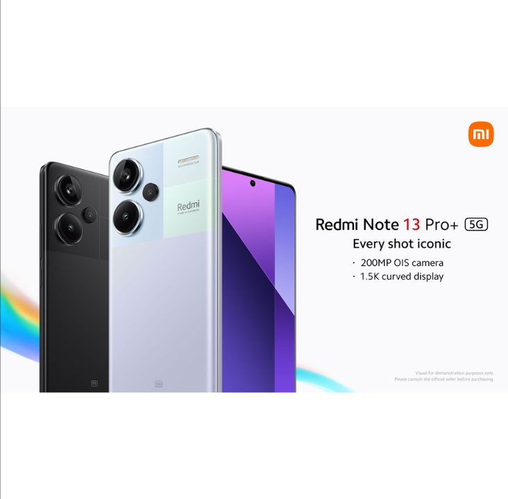 هاتف Xiaomi Redmi Note 13 Pro+ 5G بسعة 512 جيجابايت/12 جيجابايت - أسود منتصف الليل