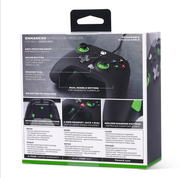 PowerA Enhanced Wired Controller for Xbox Series X|S - Green Hint