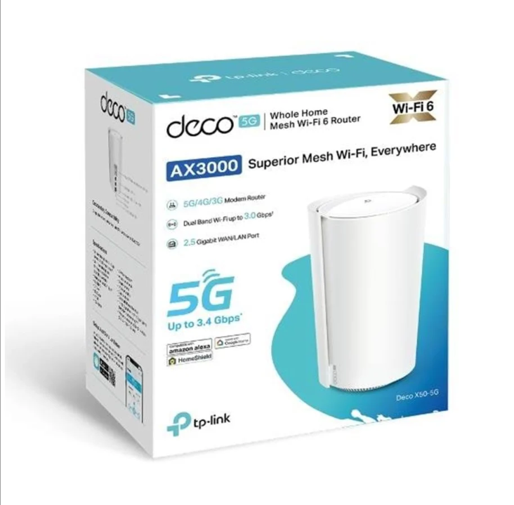 TP-Link DECO X50-5G (1-PACK) 5G AX3000 Whole Home Mesh WiFi 6 Gateway - Mesh router Wi-Fi 6