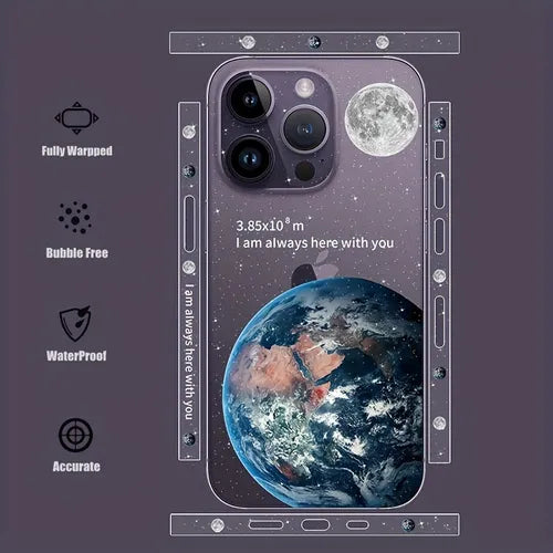 Transparent Universe Design Back Skin Film For IPhone 14 Plus 13 Pro Max