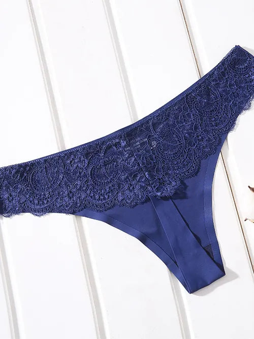 Lace Seamless Thong Panties, Soft & Sexy Low Waist Panties, Women's Sexy Lingerie & Underwear
