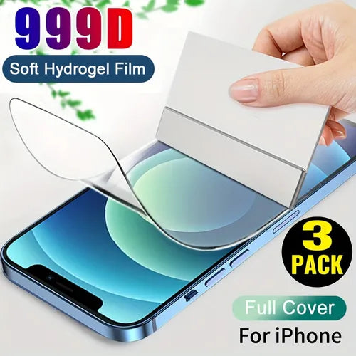 3 Pieces Full Cover Hydrogel Film Screen Protector For IPhone 11 12 13 14 Pro Max XS XR X SE 6 6S 7 8 Plus