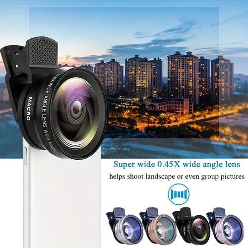 Multicolor Universal Clip 2 In 1 Mobile Phone Lens Clip For Phone Camera Lens Ultra Wide Angle + Macro Lens For IPhone Samsung Android