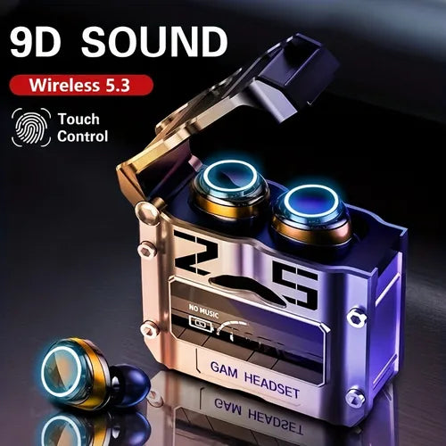 Wireless Earphones, Steampunk TWS BT 5.3 Ear Buds With LED Battery Display, In-Ear Headphones For Gaming, Meeting And Sports, Birthday Gifts For Man Woman,TWS Wireless Earbuds Touch Control Noise Reduction Stereo Earbuds Headsets With Microphone
