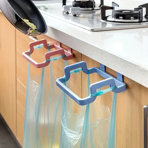 1pc Kitchen Punch-free Hanging Trash Rack, Cabinet Door Hangable Garbage Bag Storage Rag Hanging Rack
