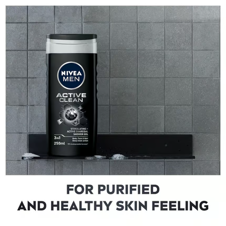 NIVEA MEN Active Clean 3in1 Shower Gel 250 ml