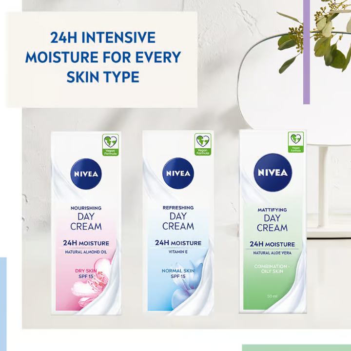 Nivea Nourishing Day Cream 24h Moisture SPF15 Dry Skin 5