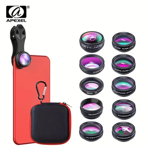 APEXEL 25.4 Cm 1 Mobile Phone Lens Kit Fisheye Wide Angle Telescope Macro Camera Lens Filter For IPhone 14 13 Pro Samsung Xiaomi All Smartphones Gift For Birthday/Easter/Boy/Girlfriends