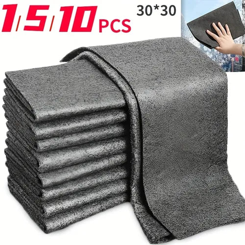 5pcs, Magic Glass Wiping Rags, Multifunctional Thin Windows Mirror Cleaning Cloths, Home Car Washing Towel, Kitchen Bathroom Clean Tools