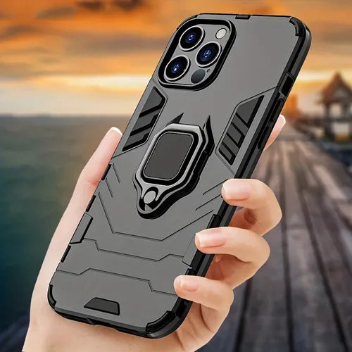 防震装甲保护壳适用于 iPhone 14 13 12 11 Pro Max 14 Plus 12 13 迷你环支架手机后盖 Coque 保护壳适用于 iPhone XR XS Max X 保护壳