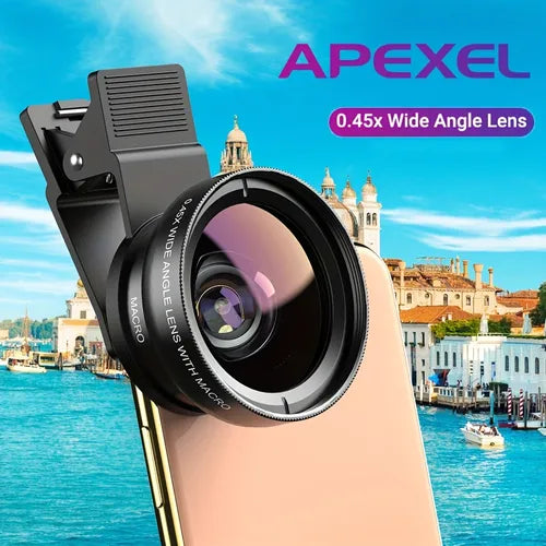 APEXEL 全新高清 37 毫米 0.45 倍超广角镜头带 12.5 倍超微距镜头适用于 iPhone 三星智能手机相机手机镜头套件