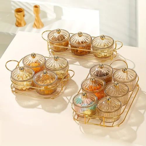 1 套,坚果罐,干果盒,坚果盒,零食盘带托盘,透明坚果罐带盖,水果碗带盖,创意零食罐,装饰水果罐,坚果容器,房间装饰,厨房用品