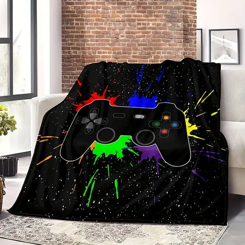 1pc Flannel Blanket, Computer Gamer Pattern Blanket, Cozy Warm Soft Bl