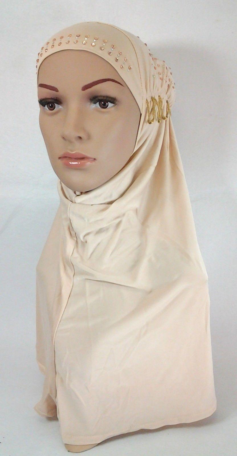 Viscose Ice Silk RhineStone Hijab Muslim Scraf Islamic Amira ASZ089B - Arabian Shopping Zone