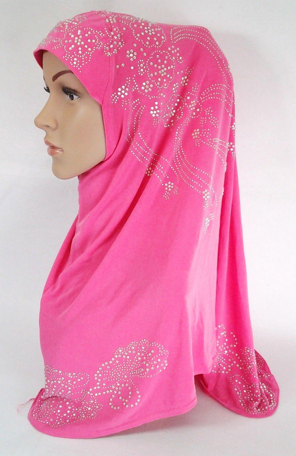 One-Piece Rhinestone Muslim Hijab Fashion Islamic Scarf Viscose CrystalHemp - Arabian Shopping Zone