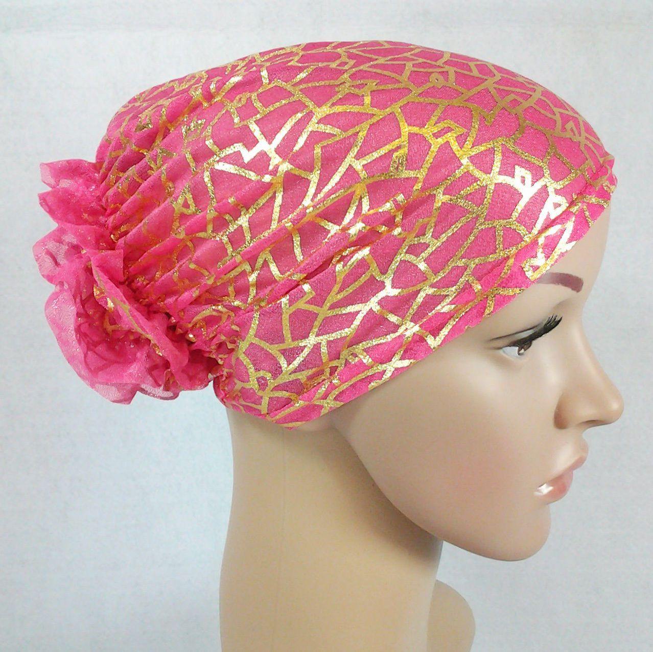 Gauze Gilt-Print UnderHijab Muslim Inner Hijab Caps Hair loss Underscarf - Arabian Shopping Zone