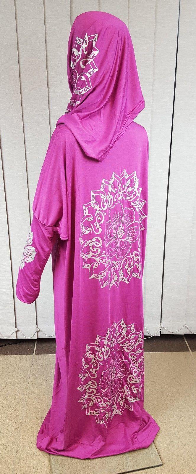 Girls Maxi Silver Print Dress Kids Long Sleeve Holiday Abaya Islamic 6-14T - Arabian Shopping Zone