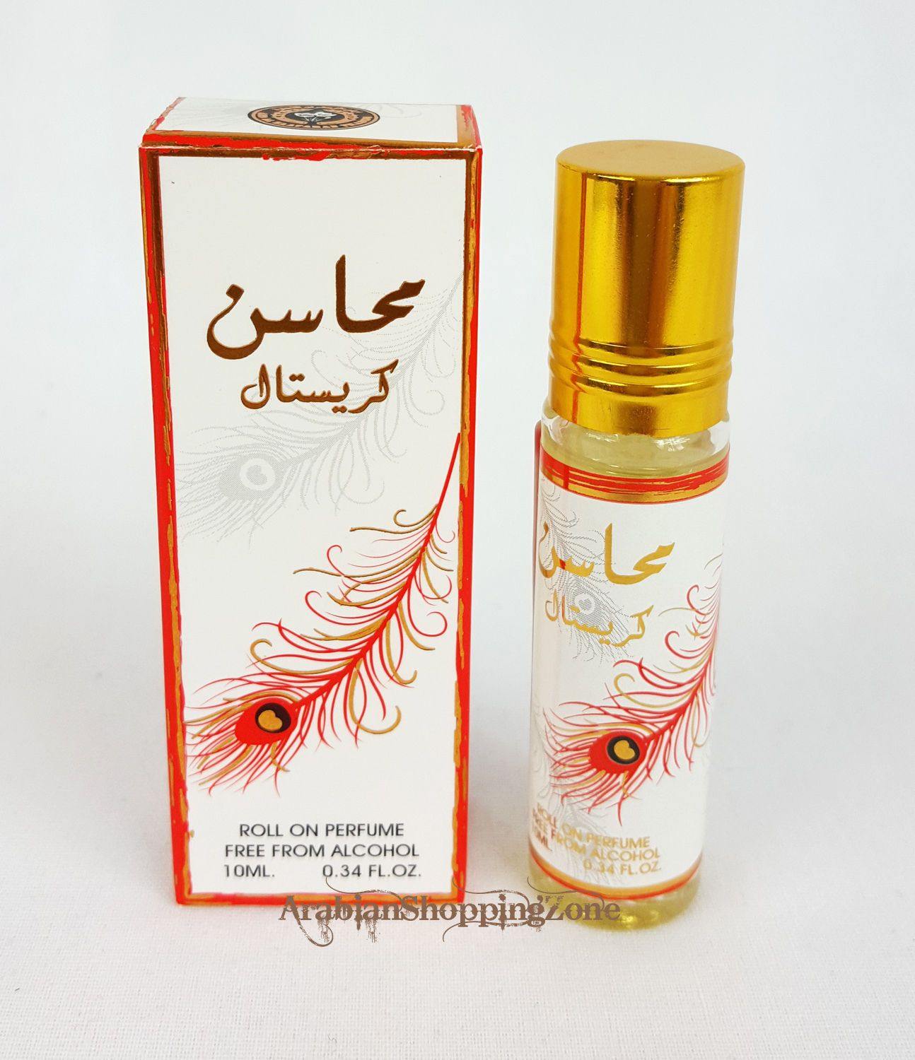 Mahasin Crystal Perfume Oil ATTAR 10ml (0.34OZ) UAE ARD AL ZAAFARAN No Alcohol - Arabian Shopping Zone