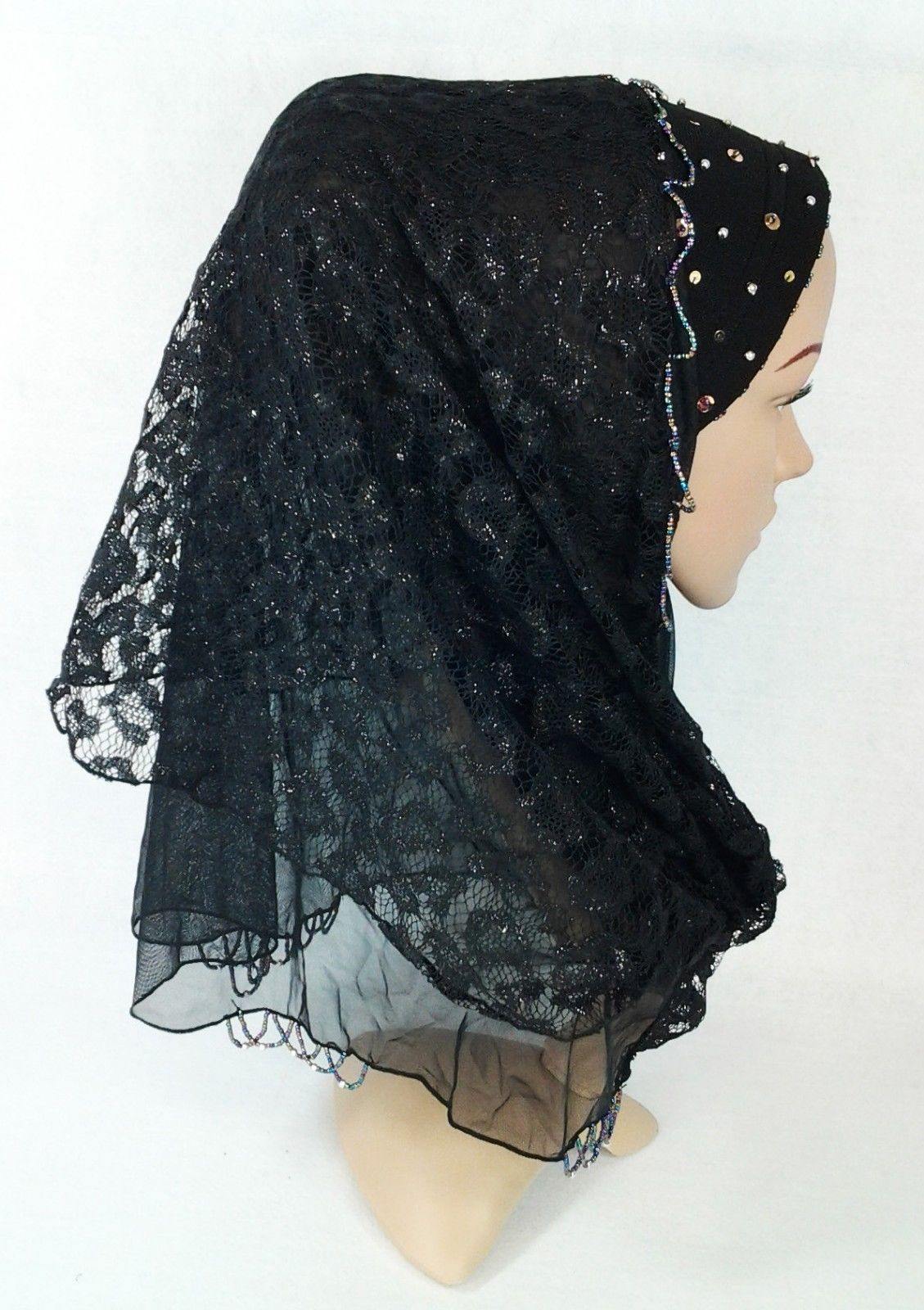 New Lace NET Yarn RhineStone Summer Hijab Islamic Cap Headwear Scarf Shawls - Arabian Shopping Zone