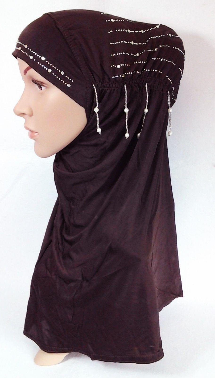 Ice Silk Rhine Stone Hijab Islamic Caps Headwear Arab Scarf ASZ088 - Arabian Shopping Zone