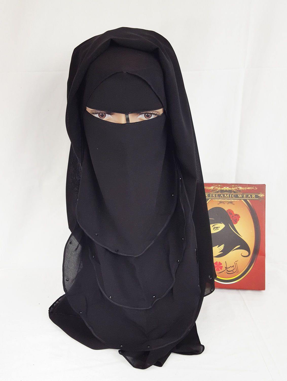 Premium Quality Women 2-PCS Black Niqab Scarf Set Hijab Jilbab Abaya IslamWear - Arabian Shopping Zone