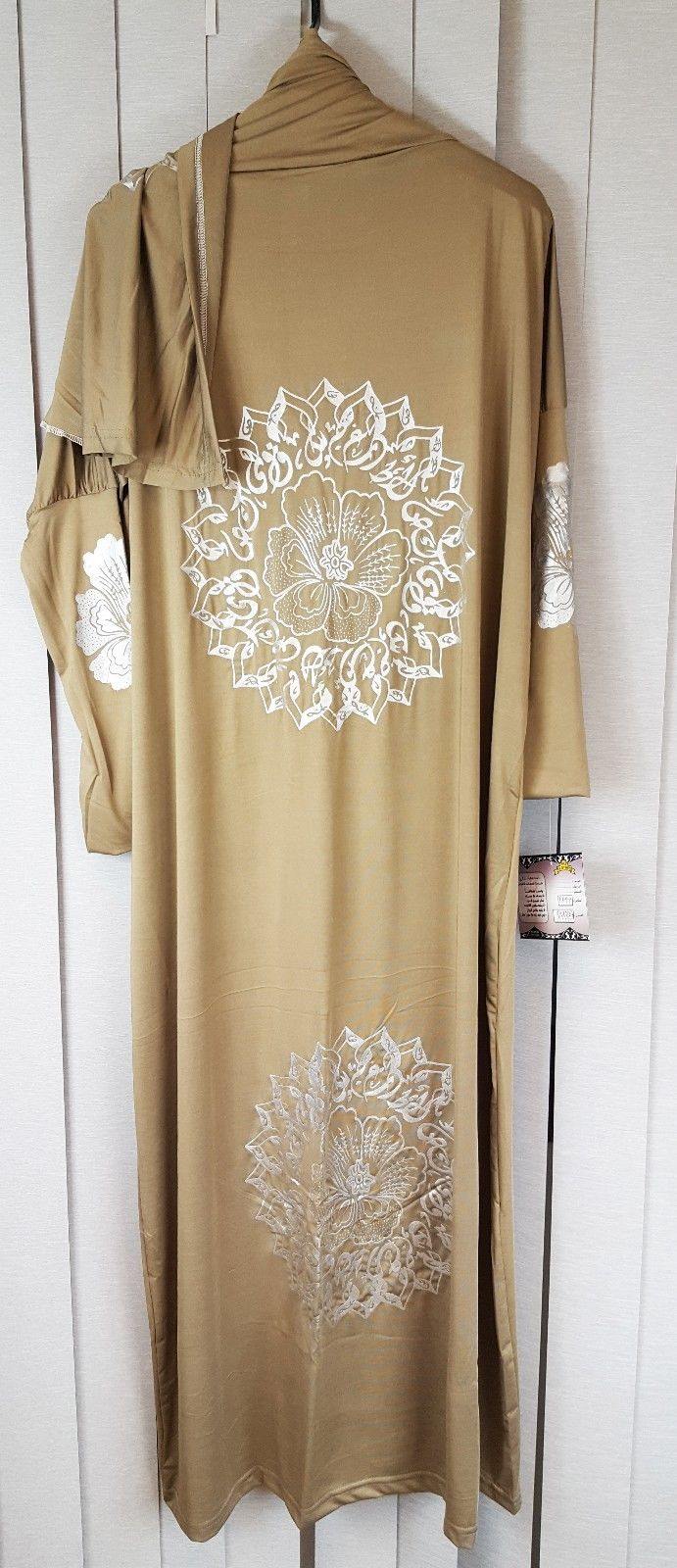 Girls Maxi Silver Print Dress Kids Long Sleeve Holiday Abaya Islamic 6-14T - Arabian Shopping Zone