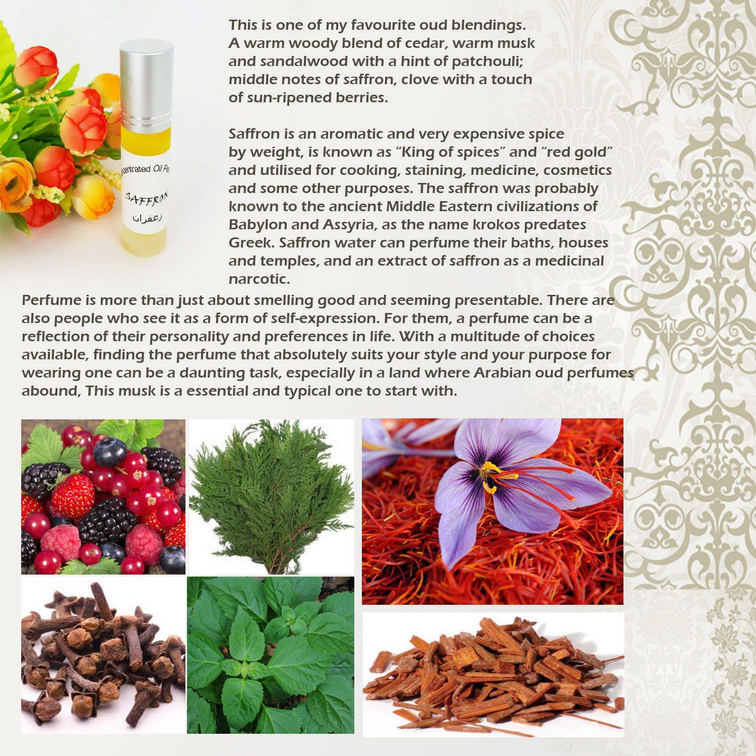 Saffron 6ml Grade A Concentrated Perfume Oil Attar - Arabian Shopping Zone