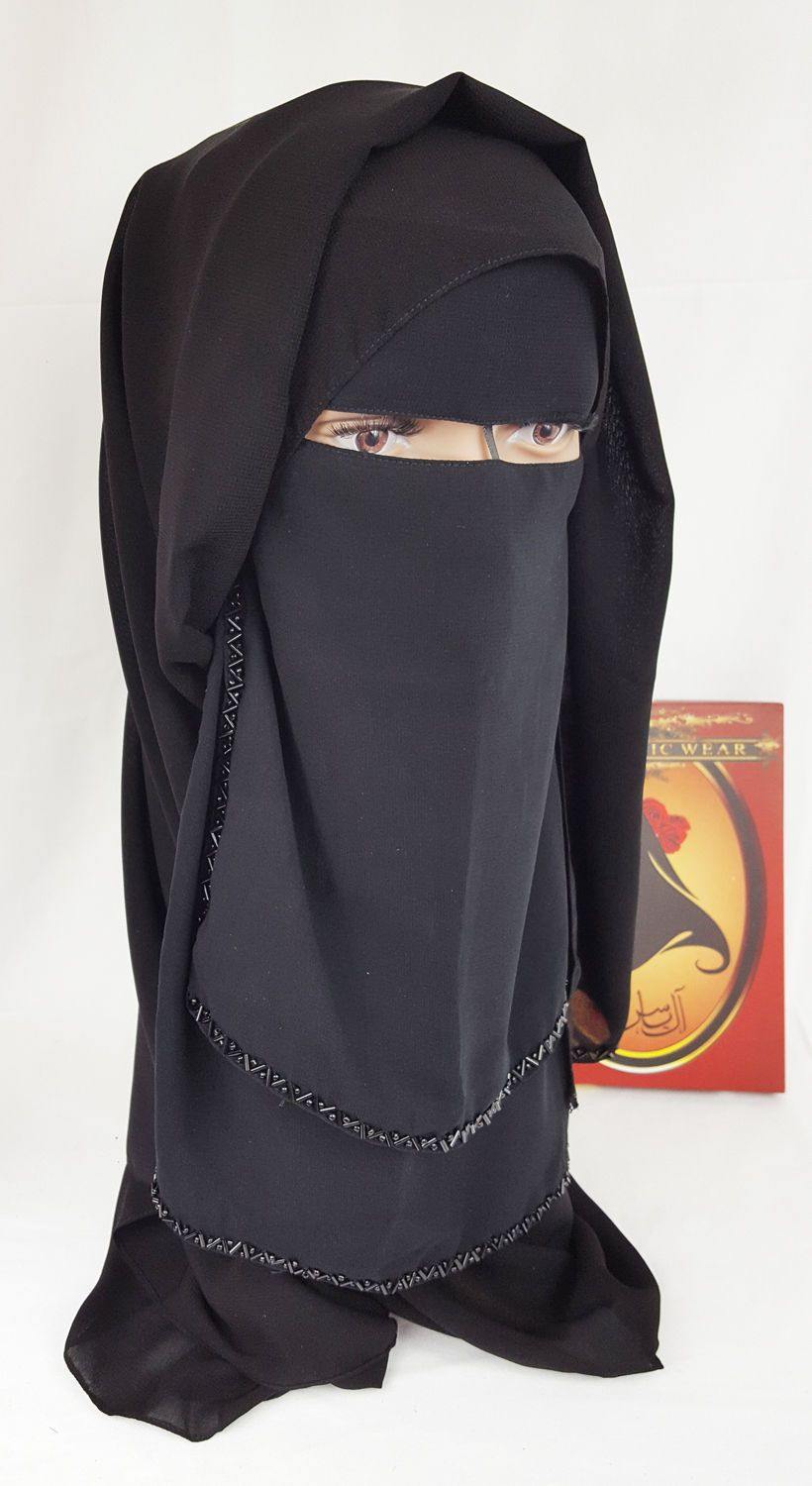 Premium Quality Women 2-PCS Black Niqab Scarf Set Hijab Jilbab Abaya IslamWear - Arabian Shopping Zone