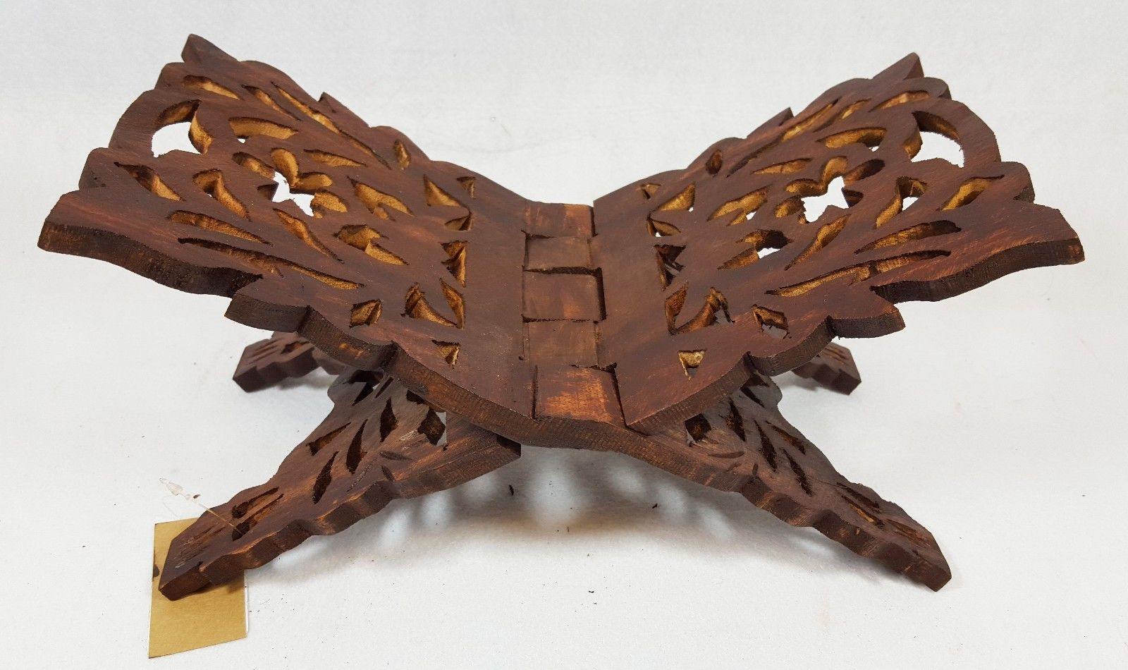 17" Pakistan Wood Crafts Sheesham Book Holder/Carving Islamic Holy Quran Holder - Islamic Shop