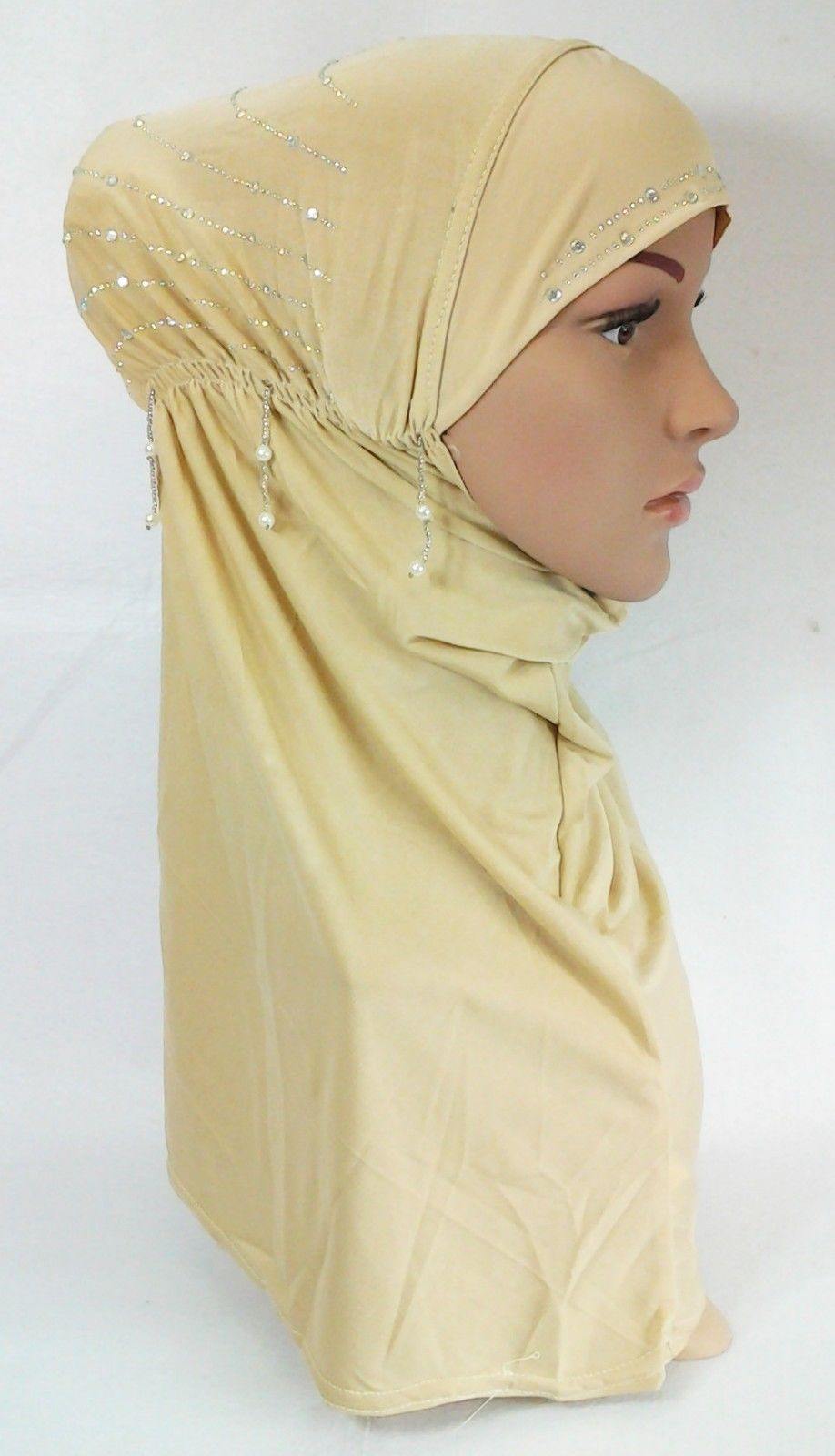 Ice Silk Rhine Stone Hijab Islamic Caps Headwear Arab Scarf ASZ088 - Arabian Shopping Zone