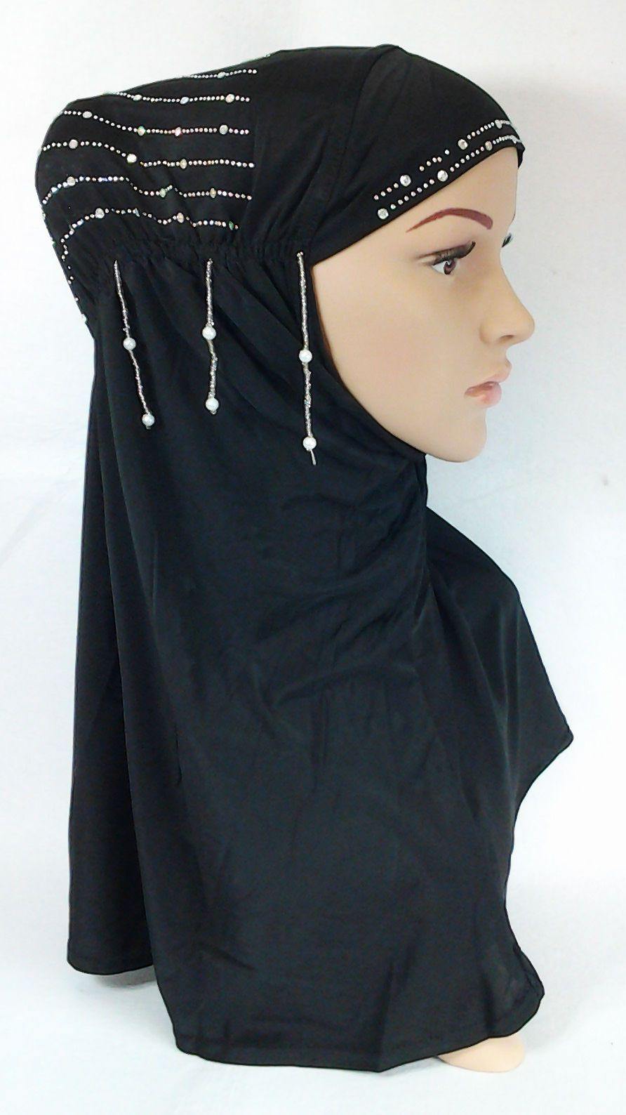 New Ice Silk RhineStone Hijab Islamic Caps Headwear Arab Scarf ASZ088 - Arabian Shopping Zone