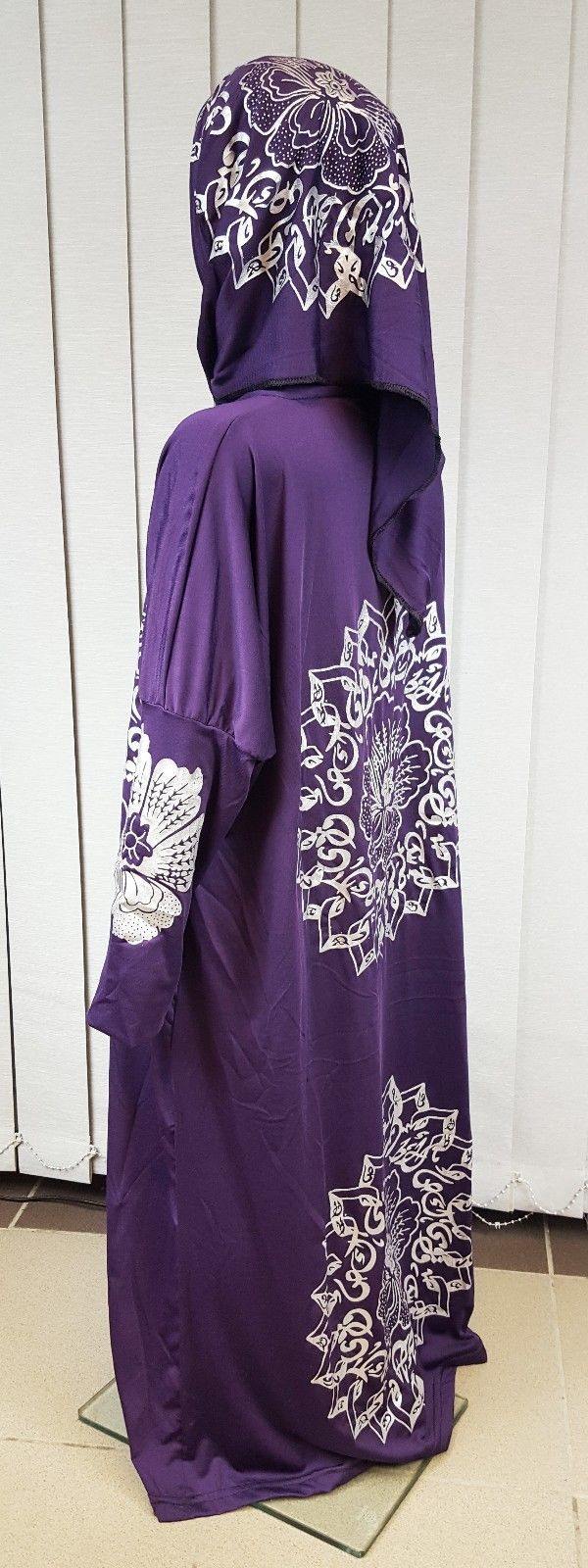 Girls Maxi Silver Print Dress Kids Long Sleeve Holiday Abaya Islamic 6-14T - Arabian Shopping Zone